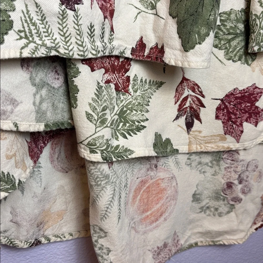 Vintage Oval Autumn Fall Thanksgiving Leaf Pumpkin Print Linen Tablecloth 80x62